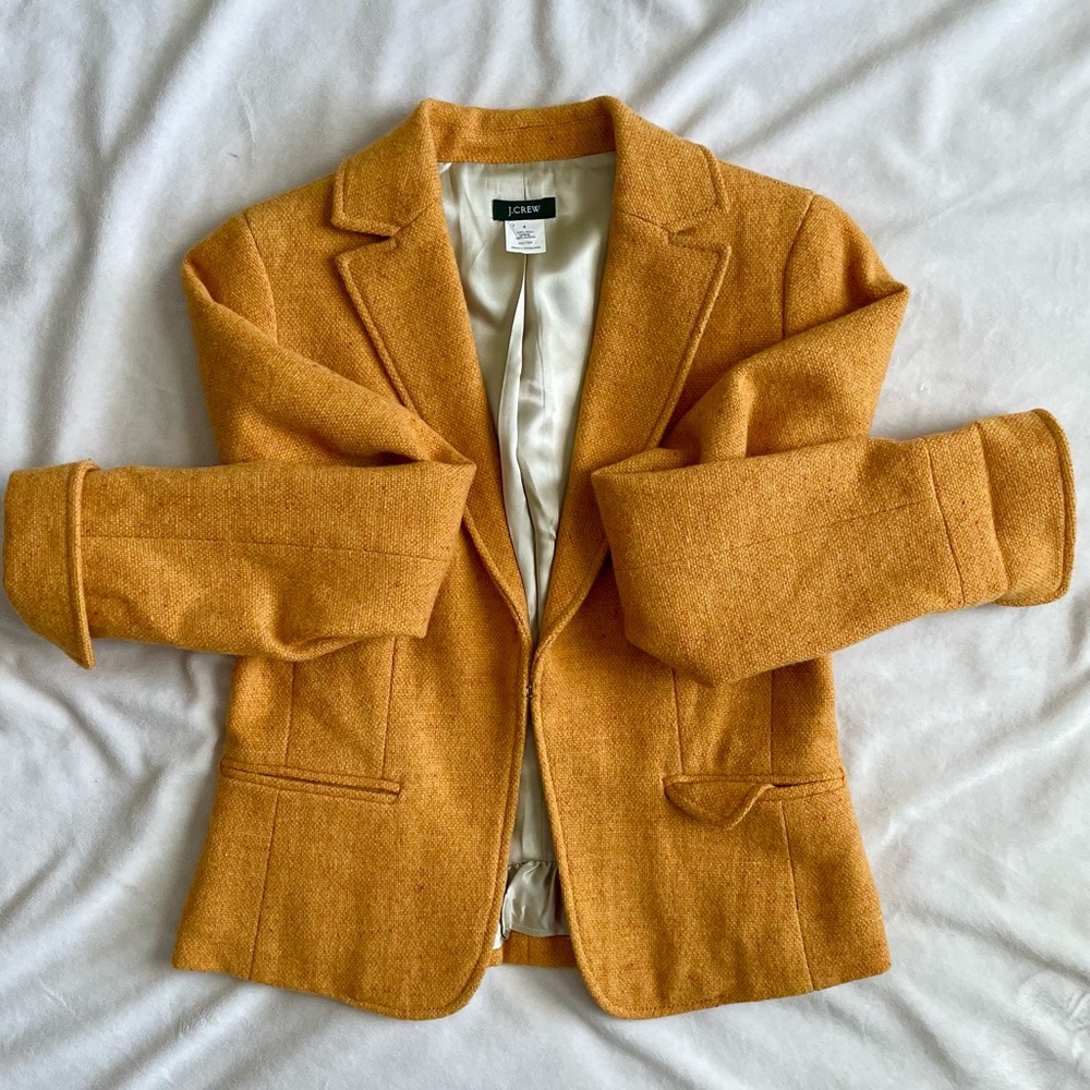 J Crew mustard yellow wool blazer size 0